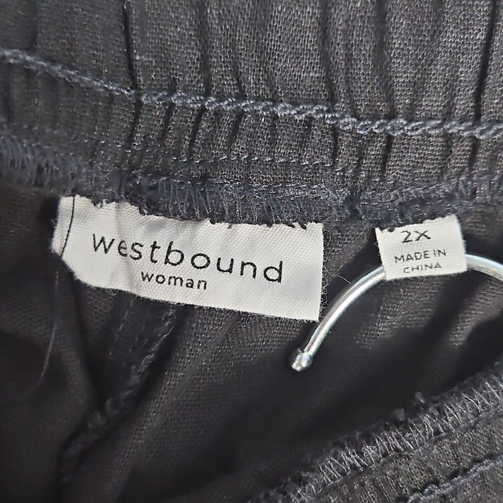 Westbound Linen Blend Mid Rise Straight Leg Lightweight Pant: Black: Size- 2X - Picture 11 of 13